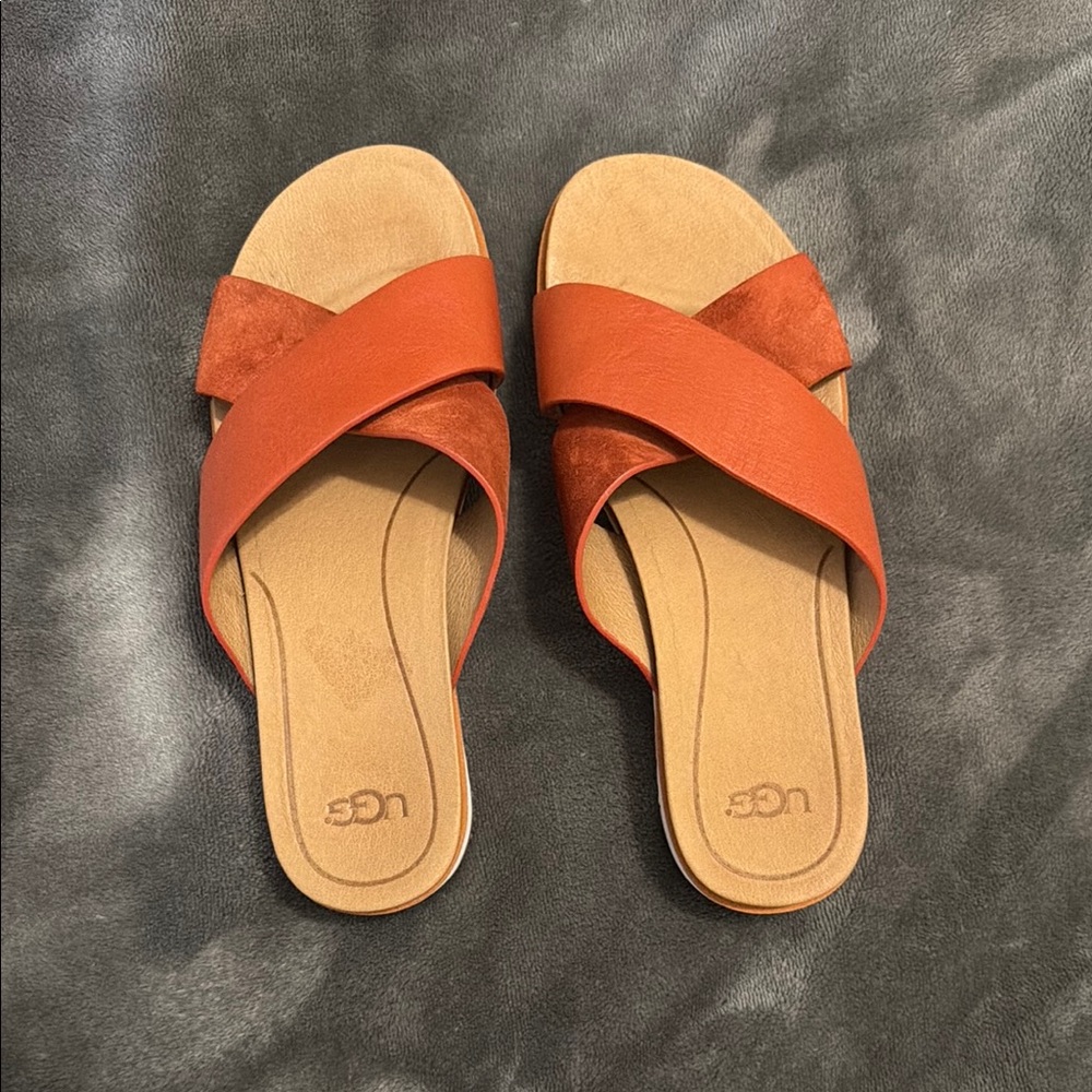 UGG Women's Vibrant Orange Cross Strap Sandals